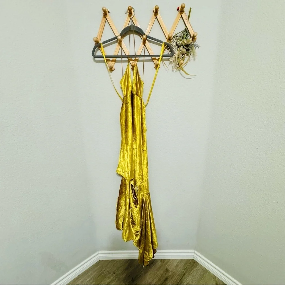 Milly Gold Velour Velvet Bias Slip Dress Size 0